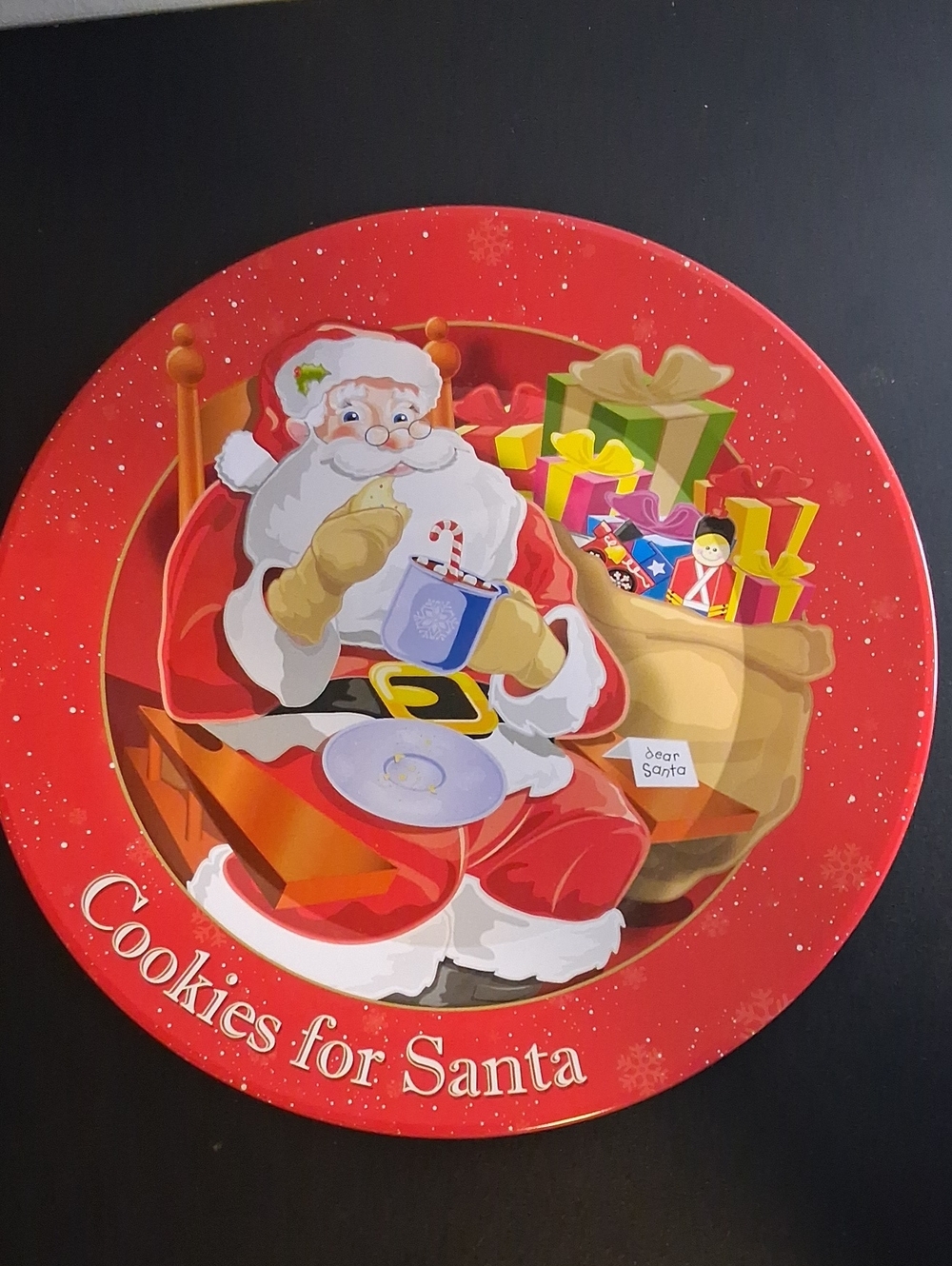 Santa Cookies Plate - Red Kids Holiday Toy